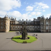 Holyrood Palace with statue of statue of Edward VII